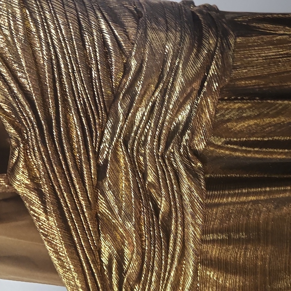 NWT IEENA MAC DUGGAL XL V-Neck Pleated Top MetallicDress Gold 30761 - Picture 11 of 11
